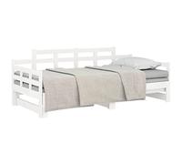 vidaXL Lit Coulissant Canapé Lit de Jour Lit d’Invité Lit de Repos Canapé-lit Meuble de Salon Salle de Séjour Blanc Bois de Pin Solide 2X(80x200) cm