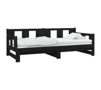 vidaXL Lit Coulissant Lit de Jour Lit d’Invité Canapé Lit de Repos Canapé-lit Meuble de Salon Salle de Séjour Noir Bois de Pin Solide 2X(80x200) cm
