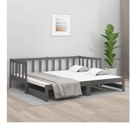 vidaXL Lit coulissant Gris 2x(90x190) cm Bois de pin massif