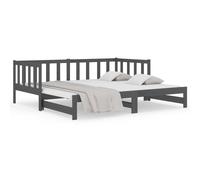 Vidaxl Lit Coulissant Gris 2x(90x190) Cm Bois De Pin Massif Marron