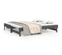 Vidaxl Lit Coulissant Gris 2x(90x190) Cm Bois De Pin Massif Marron