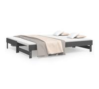 vidaXL Lit coulissant Gris 2x(90x200) cm Bois de pin massif Marron