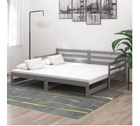 Vidaxl Lit Coulissant Gris Bois De Pin Massif 2x(90x200) Cm Marron