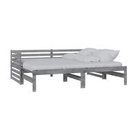 vidaXL Lit coulissant Gris Bois de pin massif 2x(90x200) cm