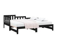 vidaXL Lit Coulissant Lit de Jour Canapé-lit Cadre de Lit d'Invité Lit d'Appoint Canapé de Salon Chambre Noir 2X(80x200) cm Bois de Pin Massif