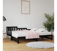 vidaXL Lit Coulissant Lit de Jour Canapé-lit Cadre de Lit d'Invité Lit d'Appoint Canapé de Salon Chambre Noir 2X(80x200) cm Bois de Pin Massif