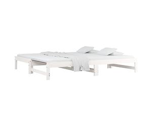 vidaXL Lit Coulissant Lit de Jour Canapé-lit Cadre de Lit d'Invité Lit d'Appoint Canapé de Salon Chambre Blanc 2X(80x200) cm Bois de Pin Massif