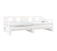 vidaXL Lit Coulissant Lit de Jour Lit d’Invité Canapé Lit de Repos Canapé-lit Meuble de Salon Salle de Séjour Blanc Bois de Pin Solide 2X(80x200) cm