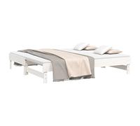 vidaXL Lit Coulissant Lit de Jour Lit d'Invité Sommier à Lattes Meuble de Chambre à Coucher Salon Intérieur Blanc 2X(75x190) cm Bois de Pin Massif