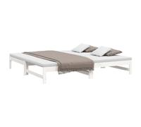 vidaXL Lit Coulissant Lit de Jour Lit d'Invité Sommier à Lattes Meuble de Chambre à Coucher Salon Intérieur Blanc 2X(90x200) cm Bois de Pin Massif