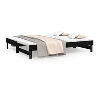 vidaXL Lit coulissant Noir 2x(100x200) cm Bois de pin massif