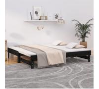 vidaXL Lit coulissant Noir 2x(75x190) cm Bois de pin massif 823398