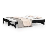 vidaXL Lit coulissant Noir 2x(75x190) cm Bois de pin massif 823398