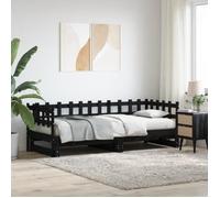 vidaXL Lit coulissant 840387 Noir 2x(80x200) cm Bois de pin massif
