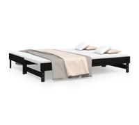 Vidaxl Lit Coulissant Noir 2x(80x200) Cm Bois De Pin Massif Marron