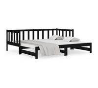 Vidaxl Lit Coulissant Noir 2x(90x190) Cm Bois De Pin Massif Marron