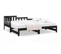 Vidaxl Lit Coulissant Noir 2x(90x190) Cm Bois De Pin Massif Marron