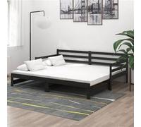 Vidaxl Lit Coulissant Noir Bois De Pin Massif 2x(90x200) Cm Marron