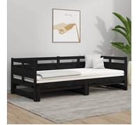 Slaapbank uitschuifbaar massief grenenhout zwart 2x(80x200) cm820321