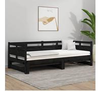 Vidaxl Lit Coulissant Noir Bois De Pin Solide 2x(90x190) Cm Marron
