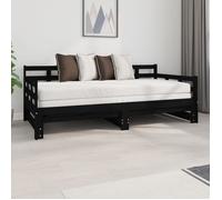 vidaXL Lit coulissant Noir Bois de pin solide 2x(90x190) cm 820386