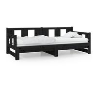 Vidaxl Lit Coulissant Noir Bois De Pin Solide 2x(90x190) Cm Marron