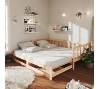 Vidaxl Lit Coulissant Sans Matelas 2x(90x200) Cm Bois De Pin Massif Marron