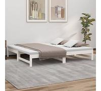 vidaXL Lit Coulissant Lit de Jour Lit d'Invité Sommier à Lattes Meuble de Chambre à Coucher Salon Intérieur Blanc 2X(75x190) cm Bois de Pin Massif