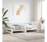 Vidaxl Lit Coulissant Sans Matelas Blanc 2x(80x200) Cm Bois Massif Blanc