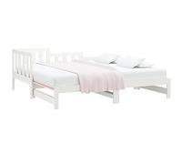 vidaXL Lit Coulissant Lit de Jour Canapé-lit Cadre de Lit d'Invité Lit d'Appoint Canapé de Salon Chambre Blanc 2X(90x190) cm Bois de Pin Massif