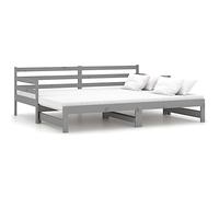 vidaXL Bois de Pin Massif Lit Coulissant Canapé-lit Cadre de Lit de Repos Lit d'Invité Salon Salle de Séjour Maison Intérieur Gris 2X(90x200) cm