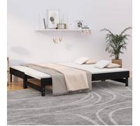 vidaXL Lit coulissant 823383 - Noir - 2x(90x200) cm - Bois de pin massif