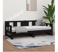vidaXL Lit coulissant sans matelas noir bois de pin massif 820296