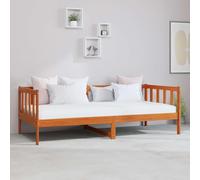 vidaXL Lit d'appoint avec Matelas Brun ciré et Blanc 90 x 200 cm, Lit de Jour Moderne, avec Une Forme rectangulaire, Parfait pour se Reposer et économiser de l'espace