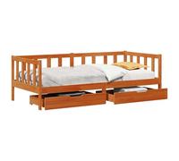 vidaXL Lit d'appoint avec tiroir 3 pcs Cire marron Bois de Pin Massif, Lit d'appoint moderne, design rectangulaire, en pin massif, solution compacte pour invités, meuble d'intérieur
