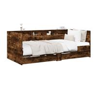 vidaXL Lit d'appoint avec tiroir Chêne fumé Bois d'ingénierie, Cadre de lit Jour Compact, Design Moderne, Gain de Place, Meuble Polyvalent, Solution de Sommeil stylée