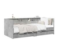 vidaXL Lit d'appoint avec tiroir Gris béton Bois d'ingénierie, Cadre de lit Jour Compact, Design Moderne, Gain de Place, Meuble Polyvalent, Solution de Sommeil stylée