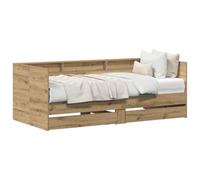 vidaXL Lit de jour Chêne artisanal 3334003 en bois d'ingénierie avec tiroirs 90 x 190 cm Marron