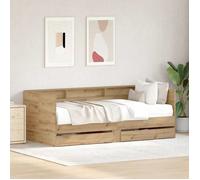 vidaXL Lit de jour Chêne artisanal 90 x 200 cm Bois d'ingénierie avec tiroirs Marron