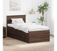vidaXL Lit d'appoint Chêne Brun et Noir 90 x 200 cm Bois d'ingénierie, Chambre Moderne avec Grand Espace de Rangement et Finition Durable résistant à l'eau, pour Un Espace élégant et Pratique