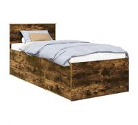 vidaXL Lit d'appoint Chêne fumé et noir 90 x 200 cm Bois d'ingénierie