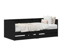 vidaXL Lit d'appoint Chêne noir 100x200 cm – Bois d'ingénierie, cadre rectangulaire moderne