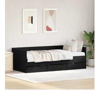 vidaXL Cadre de lit de jour 90 x 190 cm en chêne noir avec tiroirs – Compact, moderne