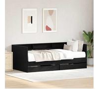 vidaXL Lit d'appoint 90 x 190 cm Chêne noir Bois d'ingénierie Cadre rectangulaire moderne