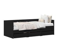vidaXL Cadre de lit de jour 90 x 190 cm en chêne noir avec tiroirs – Compact, moderne