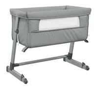 vidaXL Lit de bébé avec matelas Gris clair Tissu de lin