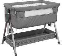 vidaXL Lit de bébé avec matelas Gris foncé Tissu de lin