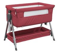 vidaXL Lit de bébé avec matelas Rouge Tissu de lin