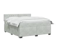 vidaXL Lit de Box Spring avec Matelas et LED Gris Clair 180 x 200 cm | Éclairage polyvalent avec bande LED USB, réglage de la hauteur avec tête flexible, sensation équilibrée pour tous
