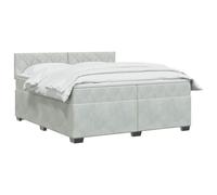 vidaXL Lit de Box Spring avec Matelas et LED Gris Clair 200 x 200 cm | Éclairage polyvalent avec bande LED USB, réglage de la hauteur avec tête flexible, sensation équilibrée pour tous